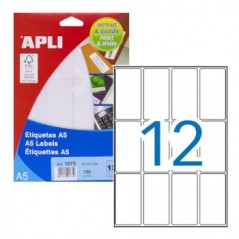 Etiquetas 34x67mm Apli 15 Folhas A5 180un