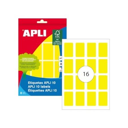 10un Etiquetas 25x40mm Apli 8 Folhas A4 128un Amarelo / Pape