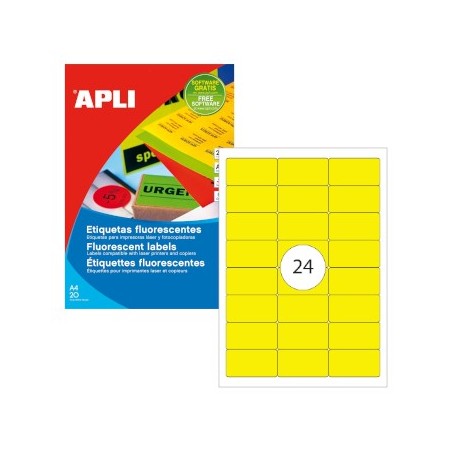 Etiquetas 64x33.9mm Apli Amarelo Floures 20 Folhas A4 480un