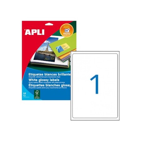 Etiqueta brancas brilhantes 199,6x289,10 A4 10un / Papeis e