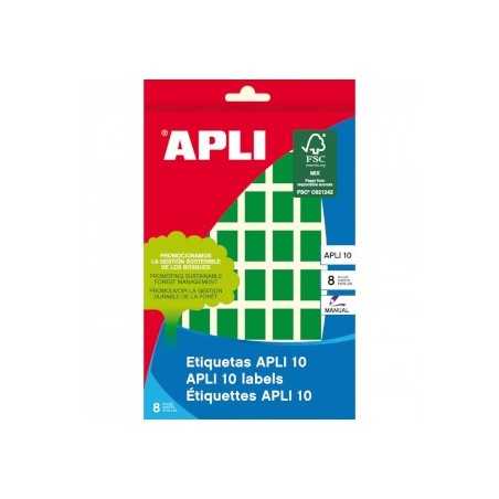 Etiquetas 12x18mm Apli Verde 8 Folhas 448un / Papeis e Trans