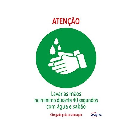 Sinaletica (Lavar as Maos) Adesivo A4 2un