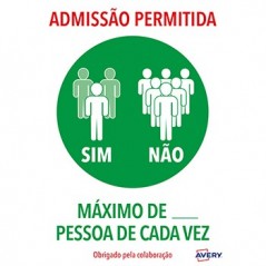 Sinaletica (Admissao Permitida N Pessoas) Adesivo A4 2un