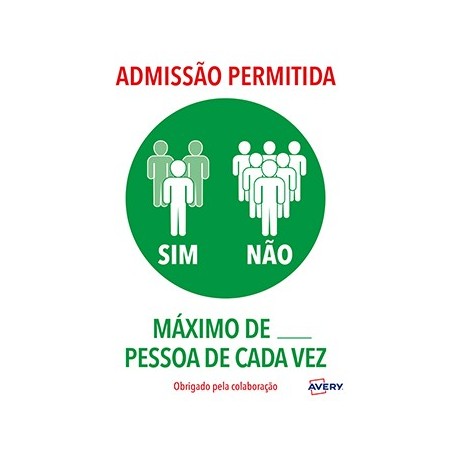 Sinaletica (Admissao Permitida N Pessoas) Adesivo A4 2un