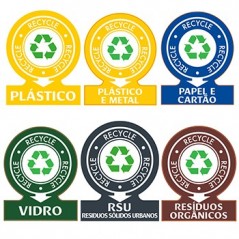 Sinaletica Separacao Residuos Plastico Adesivo 141x110mm 6un
