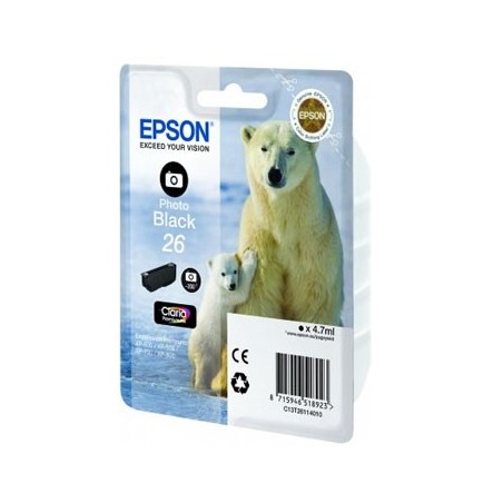 Tinteiro Epson XP600/XP700 Claria Premium nº26 Preto Photo