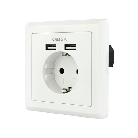 Tomada de Parede Encastre 2x Portas USB