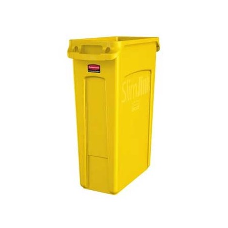 Contentor 87Litros s/Tampa c/Canais Vent Slim Jim Amarelo