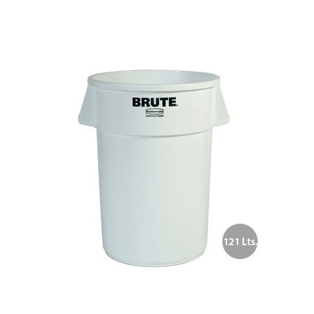 Contentor 121Litros s/Tampa Redondo Brute Branco / Manutenca