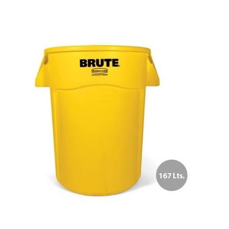 Contentor 167Litros s/Tampa c/Canais Vent Brute Amarelo / Ma