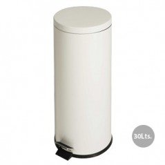 Papeleira Metal Aco Revestido c/ Pedal 30 Litros Branco / Ma