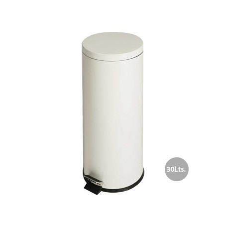 Papeleira Metal Aco Revestido c/ Pedal 30 Litros Branco / Ma