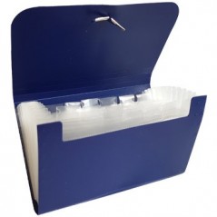 Pasta Plastico c/Elasticos Check Size c/ 12 Divisorias Azul