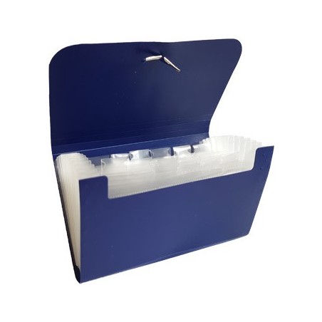 Pasta Plastico c/Elasticos Check Size c/ 12 Divisorias Azul