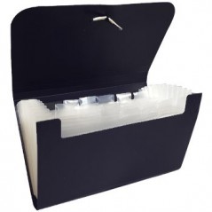 Pasta Plastico c/Elasticos Check size c/ 12 Divisorias Preto