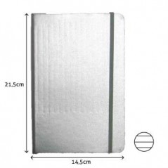Bloco Notas Pautado 21,5x14,5cm Semi Pele Cinza 116 Flh / Pa