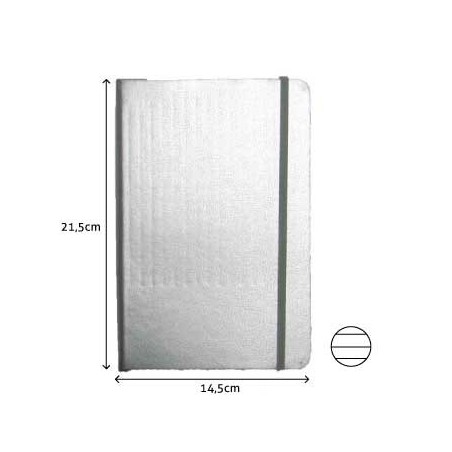 Bloco Notas Pautado 21,5x14,5cm Semi Pele Cinza 116 Flh / Pa