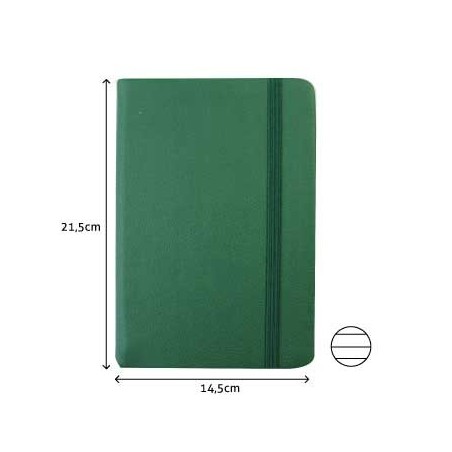 Bloco Notas Pautado 21,5x14,5cm Semi Pele Verde 116 Folha /