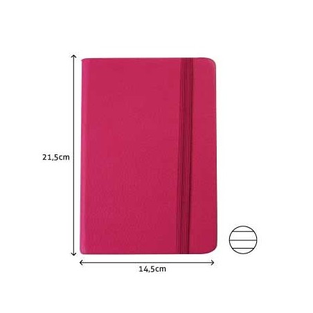 Bloco Notas Pautado 21,5x14,5cm Semi Pele Rosa 116 Flh / Pap