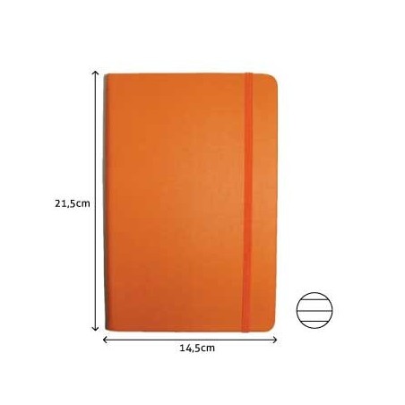 Bloco Notas Pautado 21,5x14,5cm Semi Pele Laranja 116 Fol /