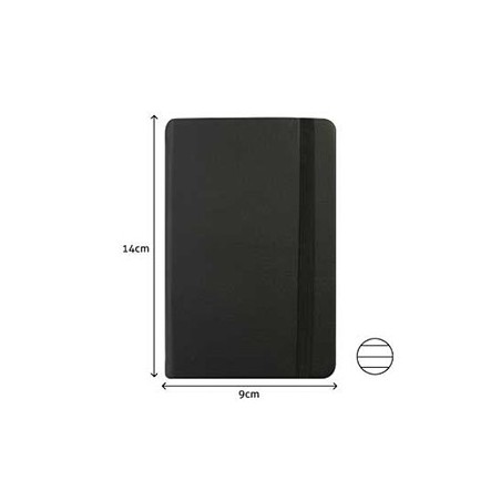 Bloco Notas Pautado 14x9cm Semi Pele Preto 116 Flh agenda /