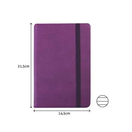 Bloco Notas Pautado 21,5x14,5cm Semi Pele Roxo 116 Flh / Pap