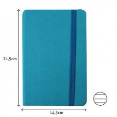 Bloco Notas Pautado 21,5x14,5cm Semi Pele Azul Turquesa 1 /