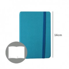 Bloco Notas Liso14x9cm Semi Pele Azul Turquesa 116Flh agenda