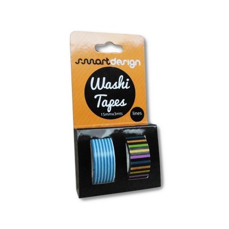 Fita Adesiva Decorativa Washi Tape Linhas 2un / Escritorio e