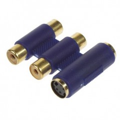 Acoplador S_VHS + 2x RCA femea para S-VHS + 2x RCA femea / C
