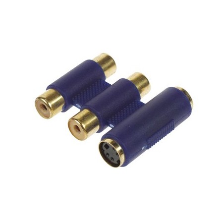 Acoplador S_VHS + 2x RCA femea para S-VHS + 2x RCA femea / C