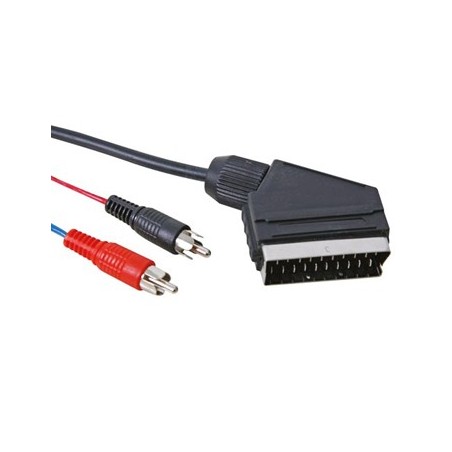 Cabo com ficha SCART macho para 2x RCA macho 5m saida SCART