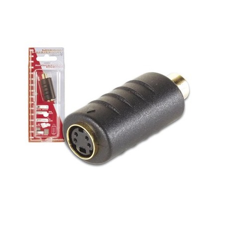 Adaptador S-VHS 4P mini-DIN femea para RCA femea banhado a o