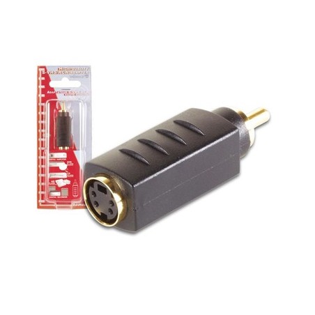 Adaptador S-VHS 4P mini-DIN femea para RCA macho banhado a o