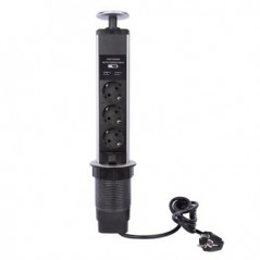 Bloco de mesa elevatorio com 3 tomadas 2xUSB