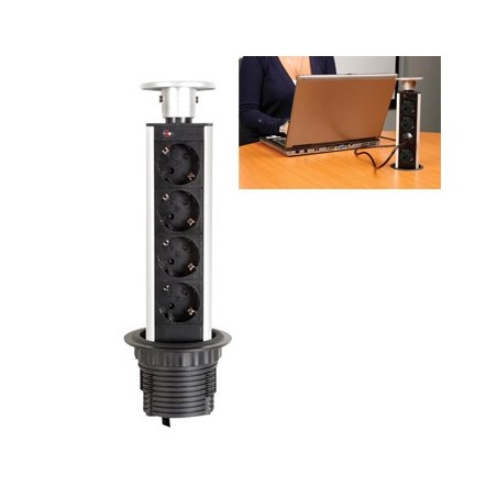 Bloco de mesa elevatorio com 4 tomadas schuko / Cabos e Bate