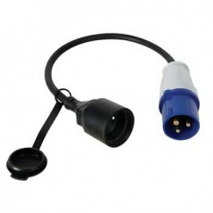 Cabo conversor ficha CEE macho para Schuko femea