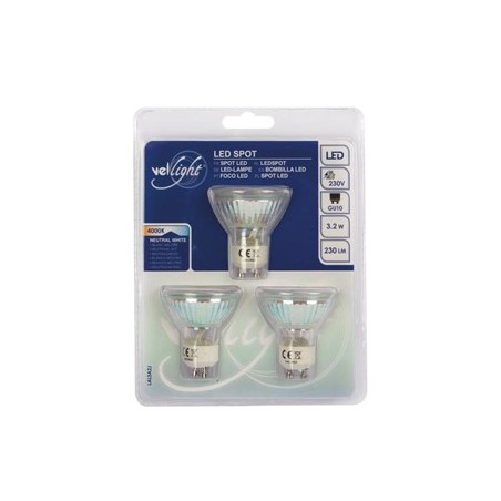 Lampada Led spot 3,2W branco frio 4000K - 220V GU10 pack 3un