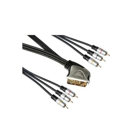 Cabo SCART profissional PARA 4 RCA audio + 2 RCA video 1,5mt