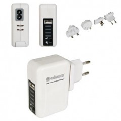 Carregador de viagem c/ acumulador com fichas USB / Cabos e