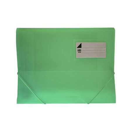 Pasta Plástico c/Elásticos A4 3 Abas Verde Translúcido