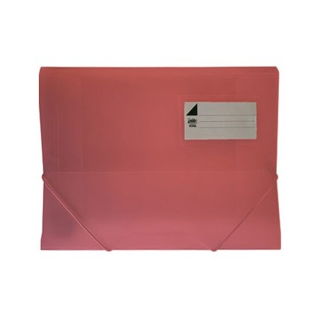 Pasta Plástico c/Elásticos A4 3 Abas Vermelho Translúcido