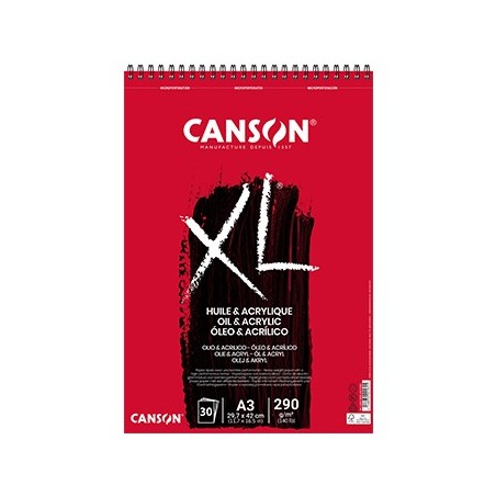 Bloco Espiralado Canson XL Óleo e Acrílico A3 290g 30Fls