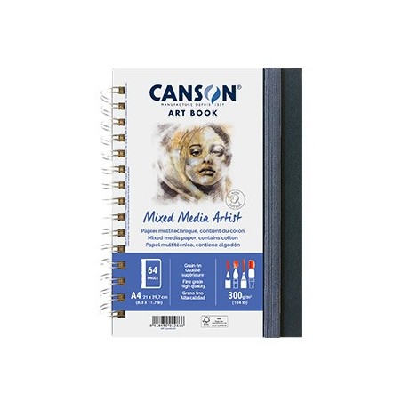 Caderno Canson Artbook Mixed Media Artist A4 300g 56Fls