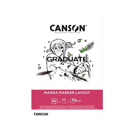 Bloco Canson Graduate Manga Marker Layout A3 70g 50Fls