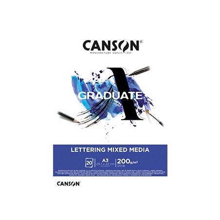 Bloco Canson Graduate Lettering Mixed Media A3 200g 20Fls