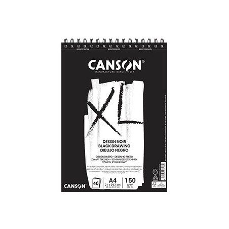 Bloco Espiralado Canson XL Dessin Noir A4 150g 40Fls
