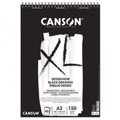 Bloco Espiralado Canson XL Dessin Noir A3 160g 40Fls