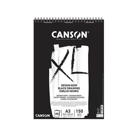 Bloco Espiralado Canson XL Dessin Noir A3 160g 40Fls