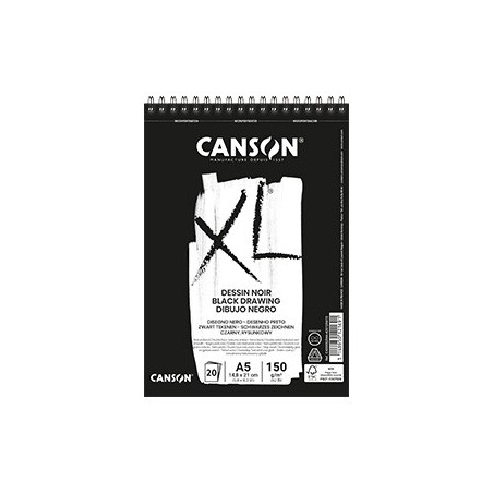 Bloco Espiralado Canson XL Dessin Noir A5 150g 20Fls